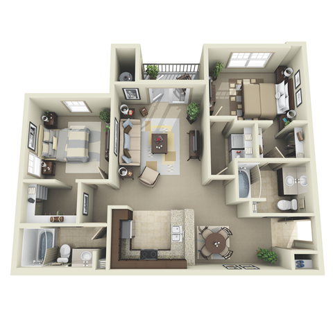 2Bed 2Bath_A at Broadstreet at EastChase Apartments, Montgomery, AL 36117